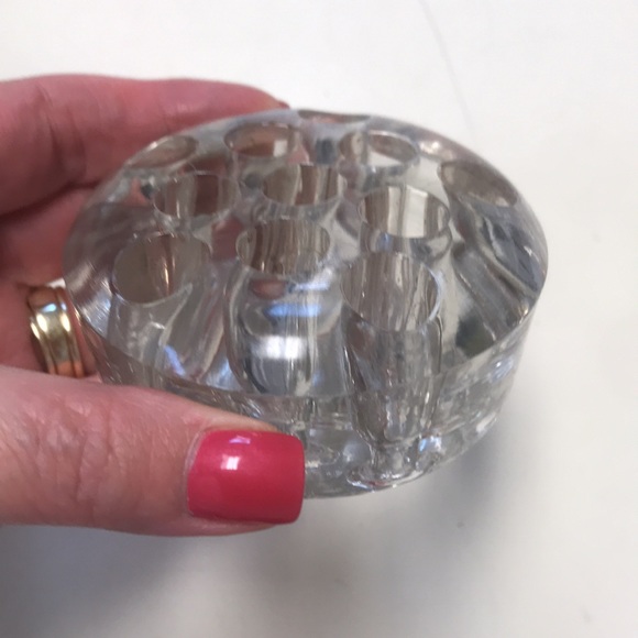 Thick Vintage Footed Glass Floral Frog w/ 11 Holes - Picture 2 of 4